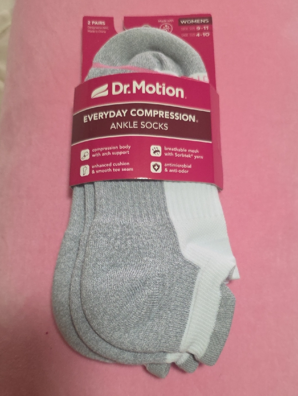 Everyday Compression Ankle Socks - Gray & White (Women) Pair